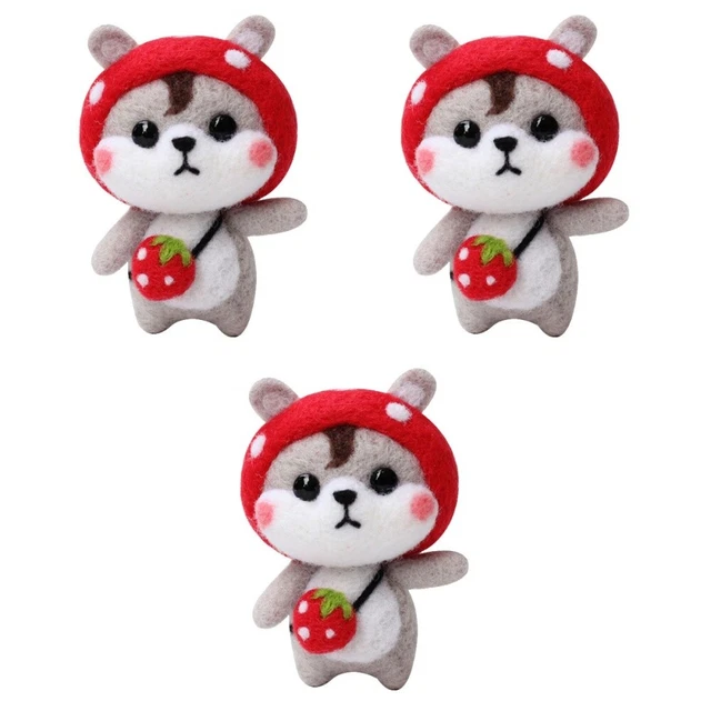 3x Hágalo usted mismo Peluche Muñeca Set Lana Fieltros Suministra Fieltros Kit para Principiantes