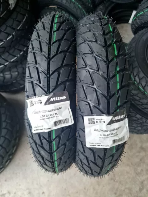 Coppia Gomme  3.50-10 51P MITAS MC20 MONSUM Rinforzato VESPA PX DOT2023