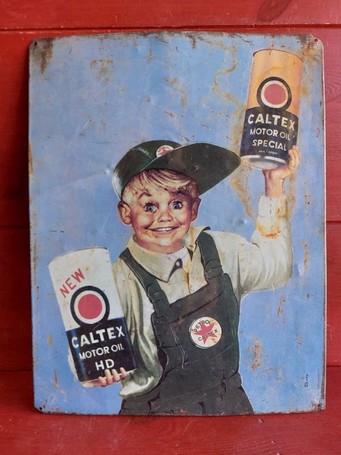 Insegna Vintage Caltex Motor Oil Usa smaltata In Acciaio Insegna Vintage Caltex Motor Oil Usa smaltata In Acciaio