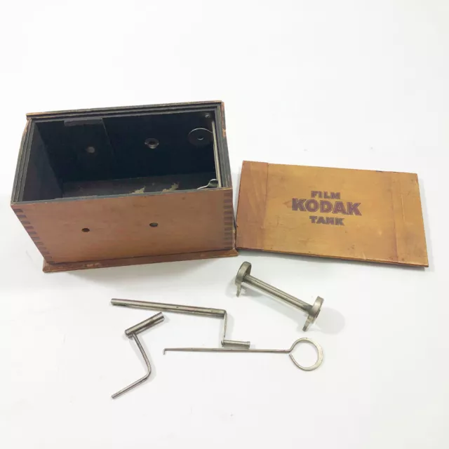 Tanque de película de madera vintage Kodak 6,5x4x4 pulgadas