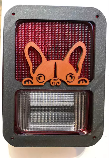 French Bulldog in 3D Blk w Brown For Jeep Wrangler JK/JKU Rear Tail Light Covers