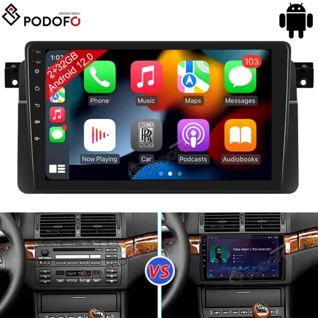 9" Android 12 Car Radio Stereo GPS NAV CarPlay Head Unit For BMW 3 Series E46 M3