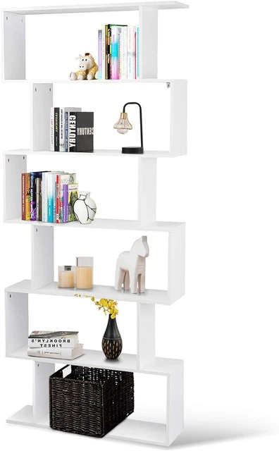 Libreria a 6 Livelli a Forma Di S Con Dispositivo Antiribaltamento, Scaffale Di 7445046271251