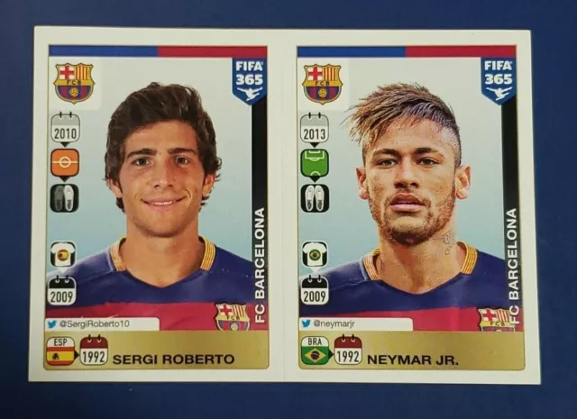 2016 Panini Fifa 365 Album Stickers - Sergi Roberto Neymar Jr #365-366