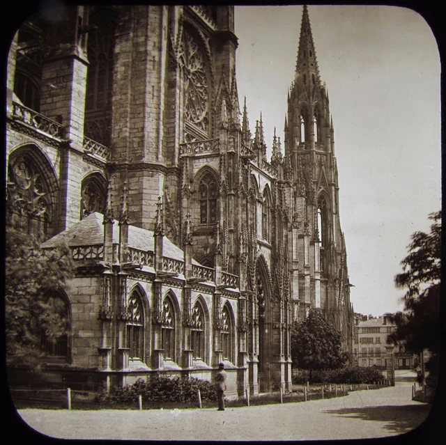 Glass Magic Lantern Slide ROUEN ST OUEN C1890 PHOTO FRANCE