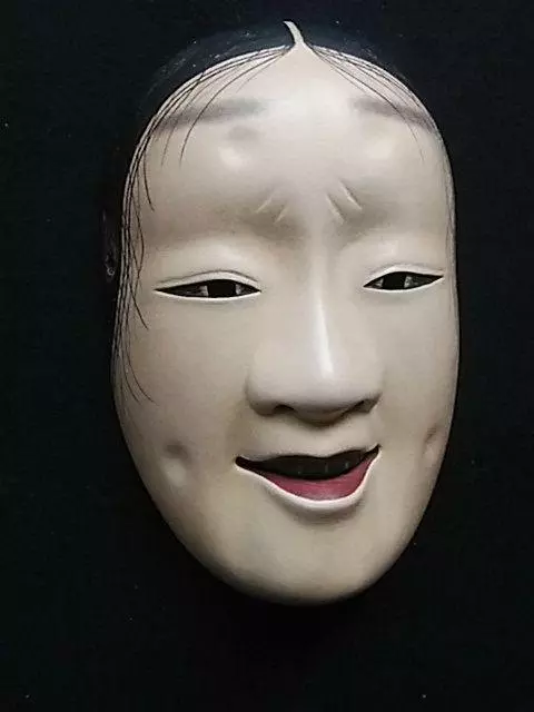 Noh mask japanese Wood carving Noh mask hair augmentation