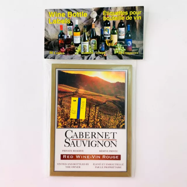 CABERNET SAUVIGNON 30 Gummed Wine Bottle Labels Sealed