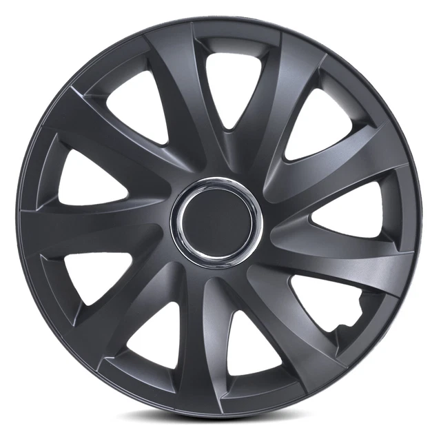 15'' Car Hubcaps Wheel Trims Covers 4pcs 15 inch Black Solid ABS Plastic Durable