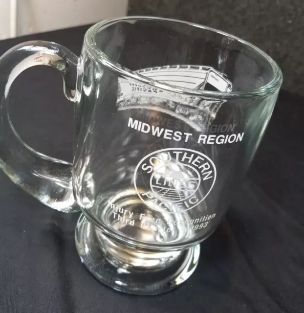 Southern Pacific Lines Chicago Glass Stein  Mug Vintage 1993 Train Locomotion