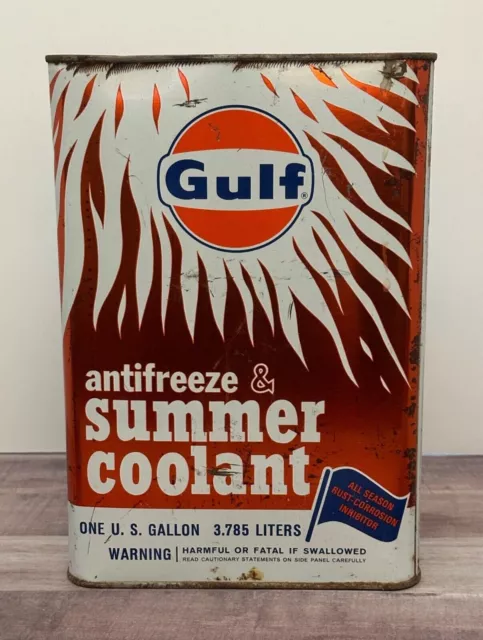 Vintage Gulf Antifreeze Summer Coolant Empty 1 Gallon Can