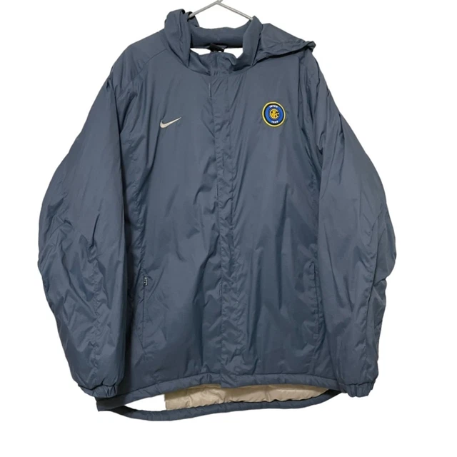 Vintage Nike Inter Milan Full Zip Hooded Long Jacket Men's XL Blue