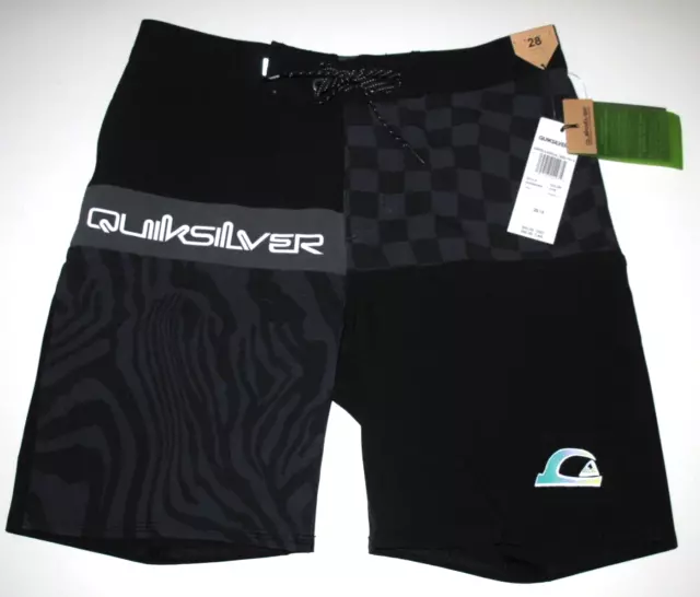 Quiksilver Youth Big Boys 28/14  Board Shorts Surfsilk Radical Times Black Gray