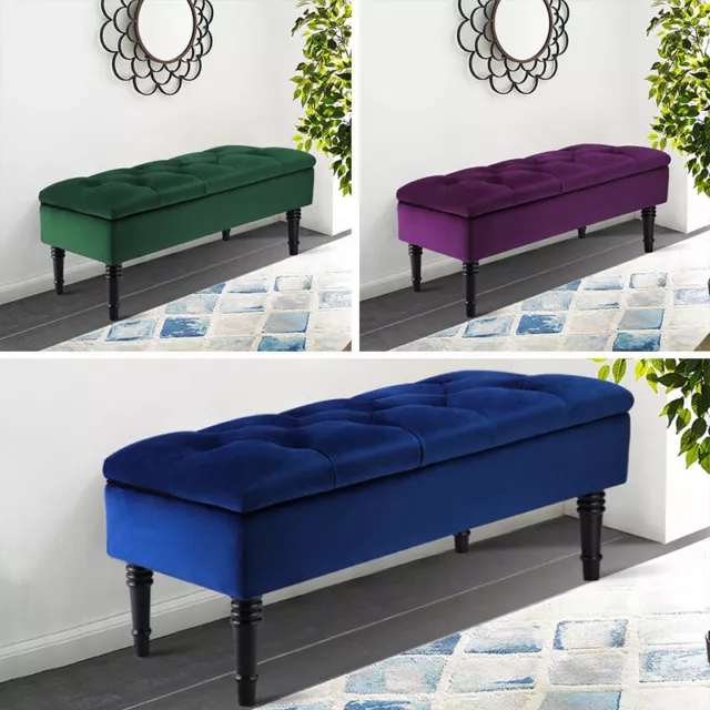 Chesterfield Storage Bench Ottoman Padded Seat Window Side Chair Footstool Stool