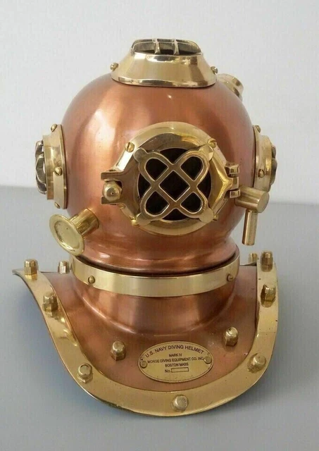 Casque De Plongée Miniature Nautique - Reproduction US Navy Mark V - Laiton Massif Finition Noire (7.5x6 Pouces, 1.2kg)