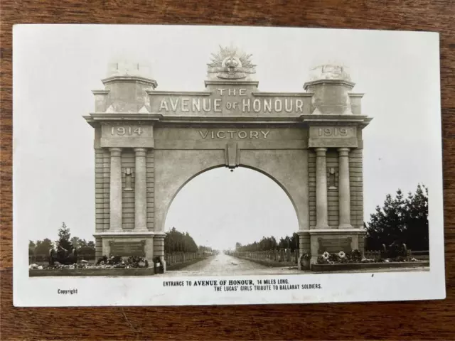 C 1920 s Avenue of Honour WW1 Ballarat Victoria postcard The Lucas Girls Soldier