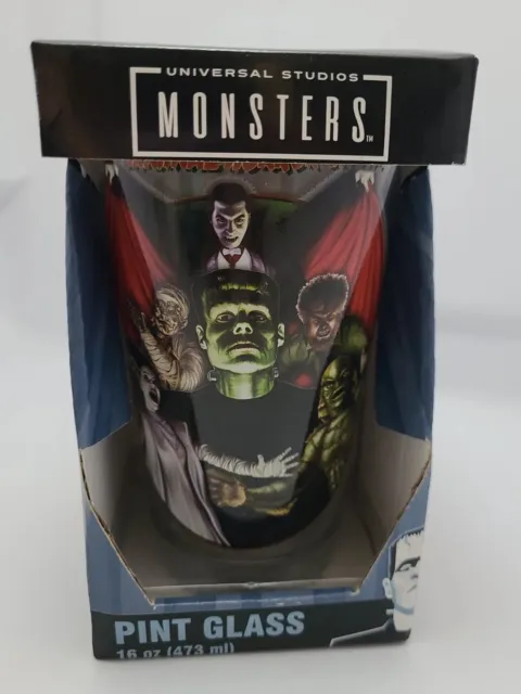 Universal Monsters Pint Glass 16oz Frankenstein Dracula Mummy Wolfman Bride MBLa