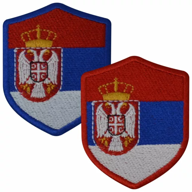 Aufnäher SERBIEN Wappen 7 x 5,6cm Bestickt Flagge Patch FanShirts4u