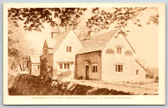 Postcard RPPC, Cotswold Cottage, Greenfield Village, Dearborn Michigan Unposted