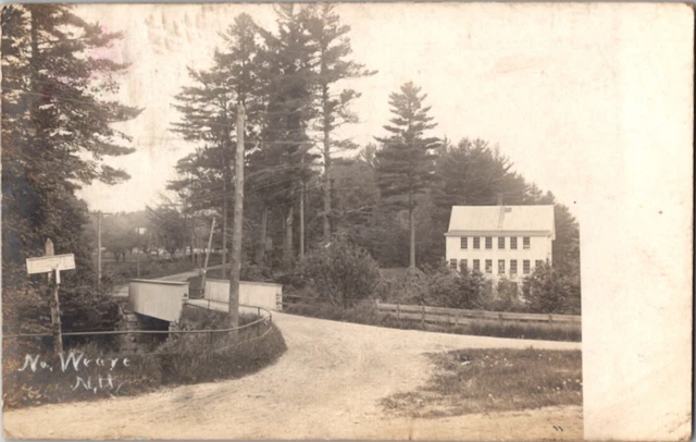 RPPC Bridge and Home in North Weare NH Real Photo postcard A5