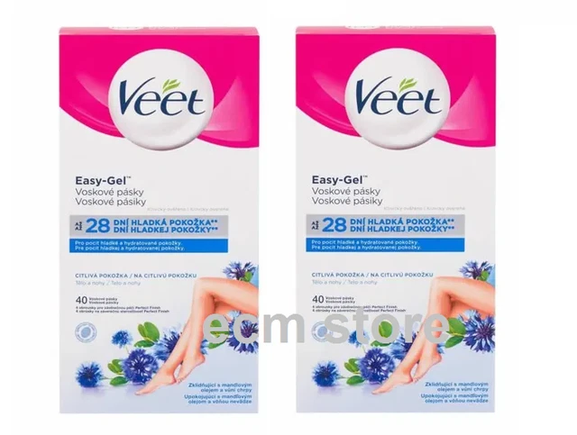 Veet Lot 2 Bandes De Cire Easy-gel Peau Sensible Corps Jambes 40 pcs /U37