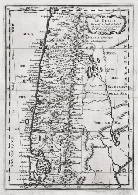 Chile South America Amerika carta map Karte Sanson engraving Kupferstich 1680