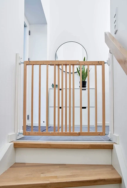 Grey wooden hot sale stair gate