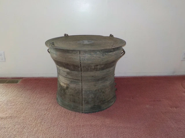 Antique Burmese Bronze Karen Frog Drum Vintage 11