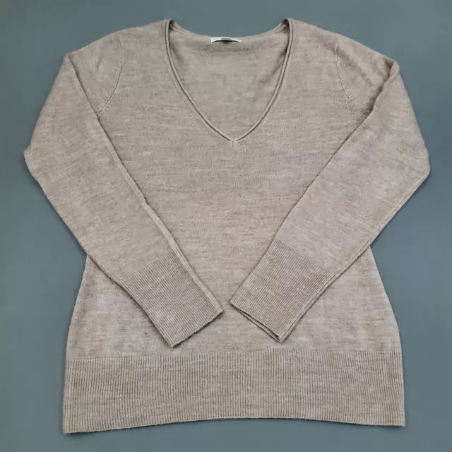 New York & Company Sweater Womens Medium Long Sleeve V Neck Knit Pullover Brown