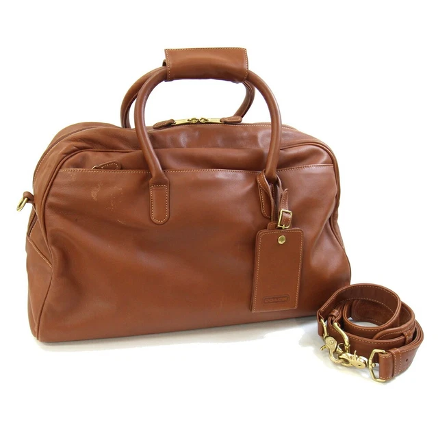 バッグ Coach 2 Way Boston Travel Leather Bag Coach Vintage Old Boston Bag 2-Way Black Leather Travel