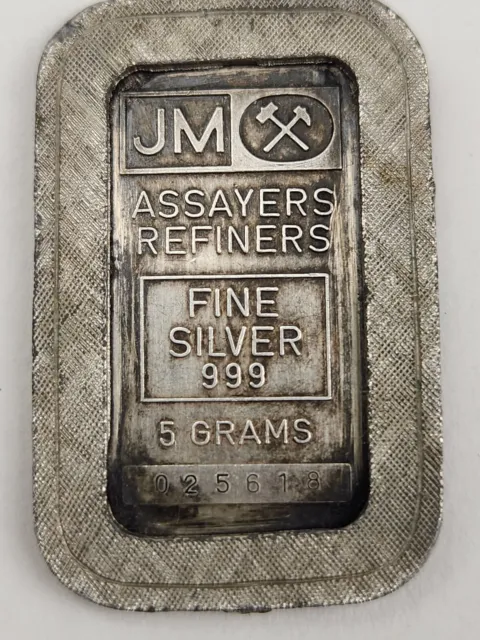 Vintage JM Johnson Matthey 5 Gram 999 Fine Silver