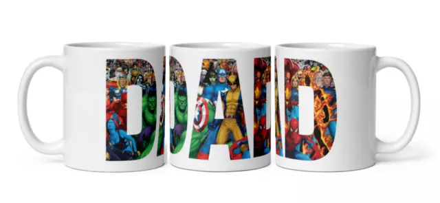 MARVEL DAD LOGO MUG Super heroes Hulk Avengers Tea Coffee Cup Gift Fathers Day