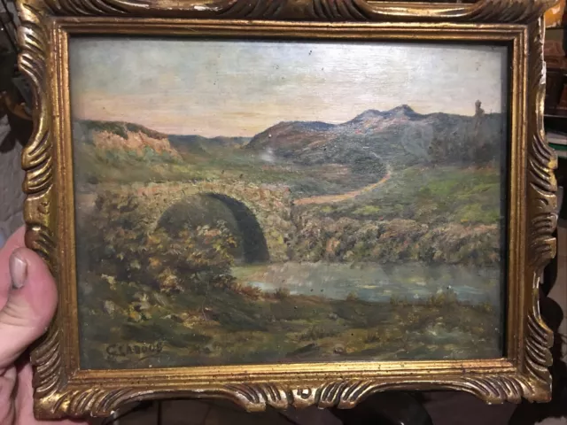 Quadro Olio Su Pannello Ponte Romano Firmato