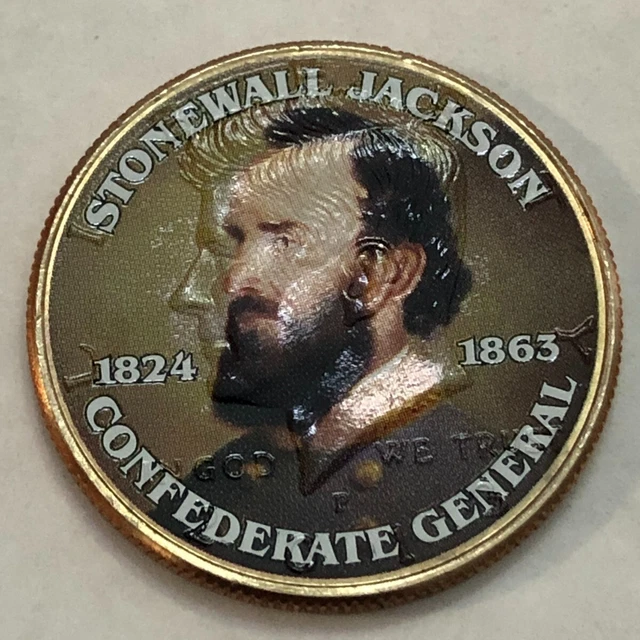 Colorized Kennedy half dollar. STONEWALL JACKSON CONFEDERATE GENERAL.  #84