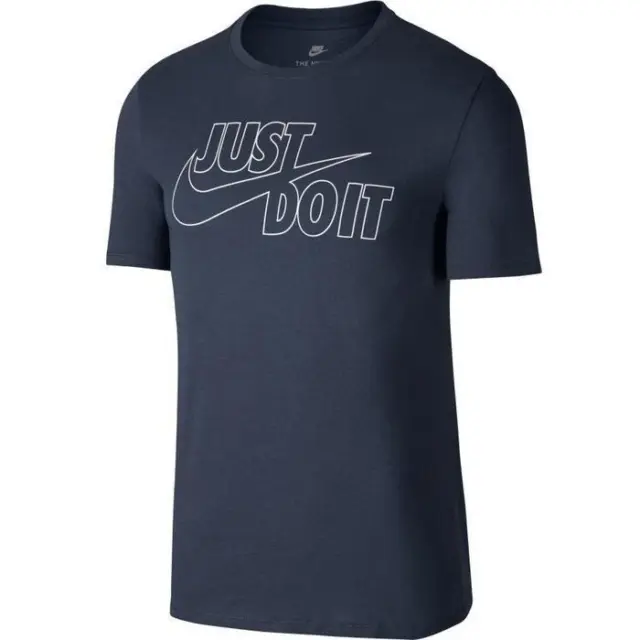 New Nike Mens  Just Do It Print Short Sleeve T-Shirt Top - Ink Blue S M L XL XXL