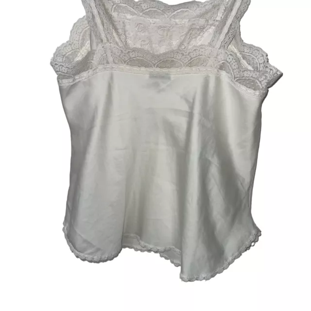 Christian Dior Vintage Womens Top Size Small White Camisole Lace Trim Logo 2