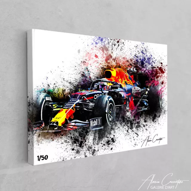 Max Verstappen Painting Wall Art Formula 1 Red Bull Racing Poster Canvas Framed