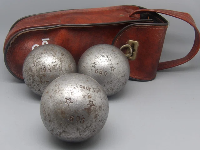 Ancienne triplette de boules OBUT vintage publicitaire ELBE