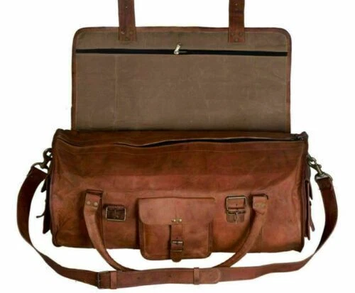Sac de voyage en cuir fait à la main en cuir sac de voyage sac de sport...