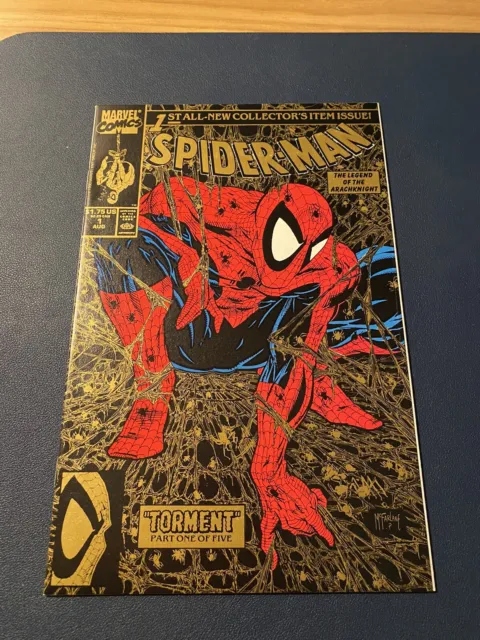 Spider-Man #1 VF/NM Gold McFarlane Cover Marvel 1990