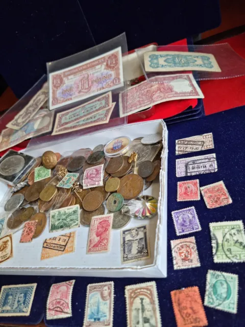 Lotto lavoro monete vecchie, mix monete vecchie mondo monete vecchie vecchi francobolli e banconote