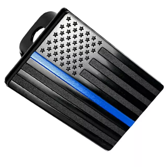 Thin Blue Line US USA American Flag Tow Trailer Hitch Cover For 2" Inch Receiver 3