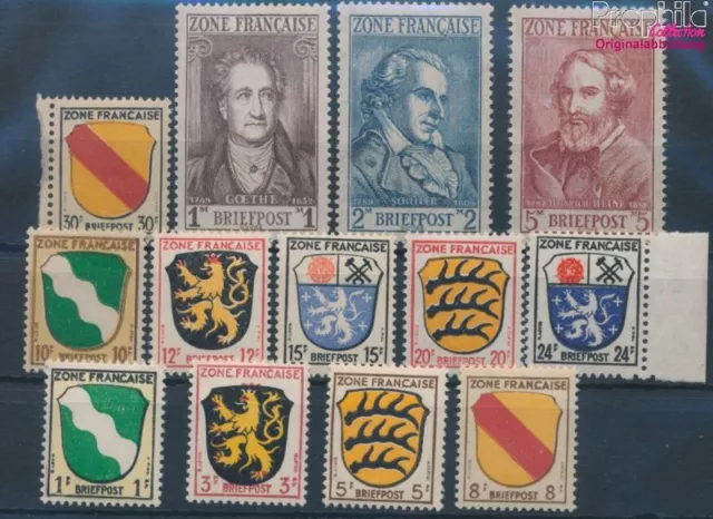 Briefmarken Franz. Zone-Gem. Ausg. 1946 Mi 1-13 postfrisch Flaggen und Wa (10342