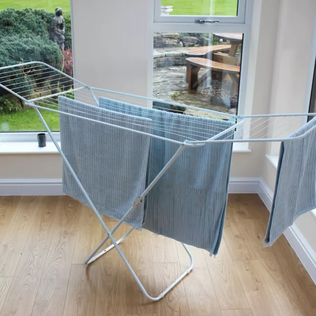 18m Folding Winged Clothes Horse Airer Drying Space Laundry Dryer Rack Dry