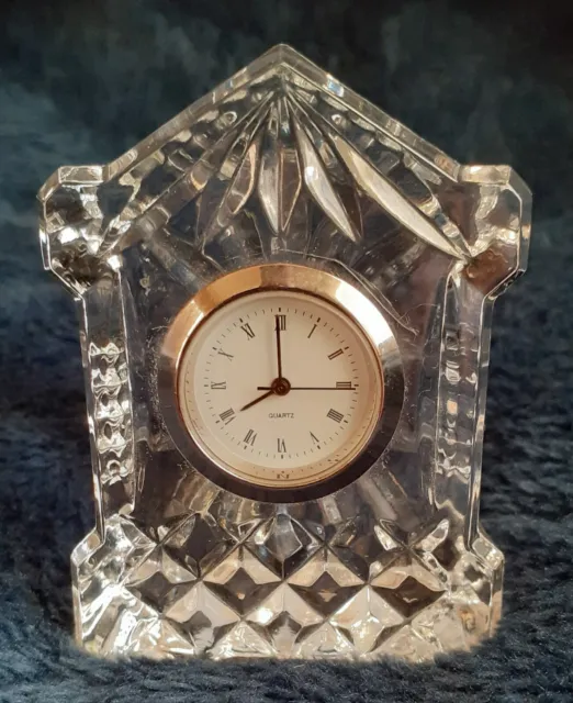 Vintage Edinburgh Crystal Clock, Miniature Mantle Clock, Made In Scotland