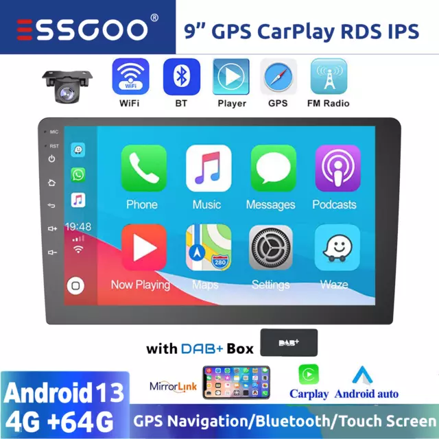 DAB+ Android 13 CarPlay 4G+64G Double 2 DIN Car Stereo GPS Navigationt RDS +AHD