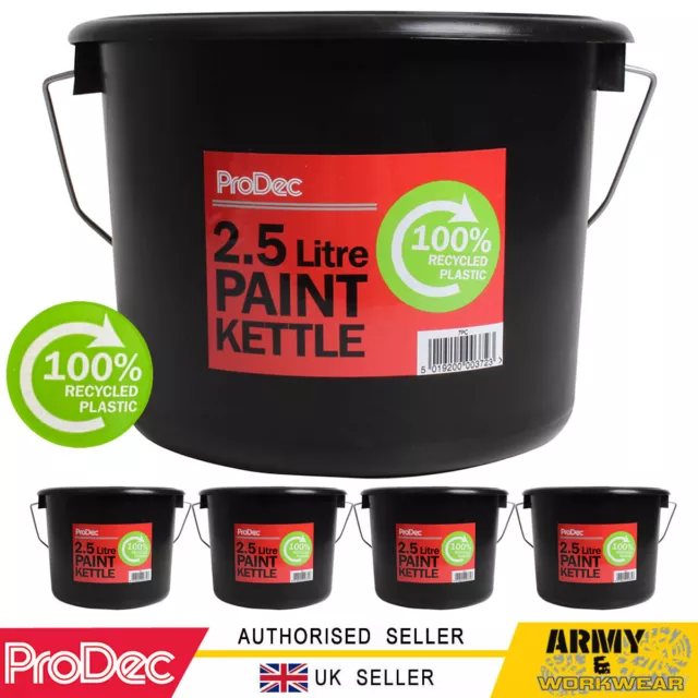 5 x ProDec 2.5 Litres Plastic Paint Kettle Painters Bucket Can Decorating Pot