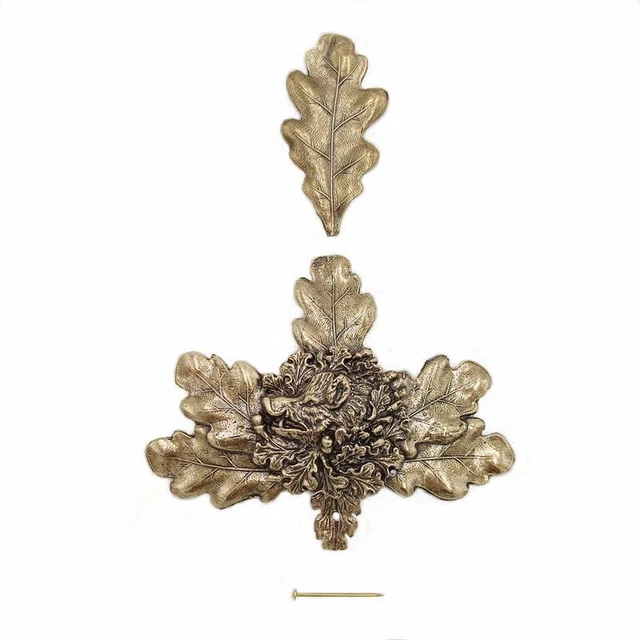 Hoja de Roble Con Cabeza Jabalí Decoración para Tamaño los Colmillos 2 Pieza