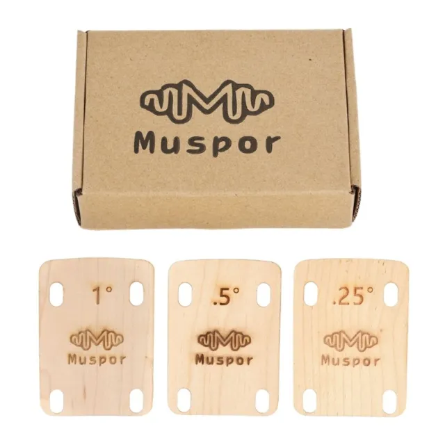 3Pcs Maple 0.25°Degree, 0.5°Degree and 1°Degree Gasket for Guitar Bolt-on Neck
