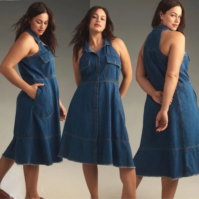 white christmas dresses Shauna Denim Halter Midi Dress / Indigo Blue | Meshki main image 0
