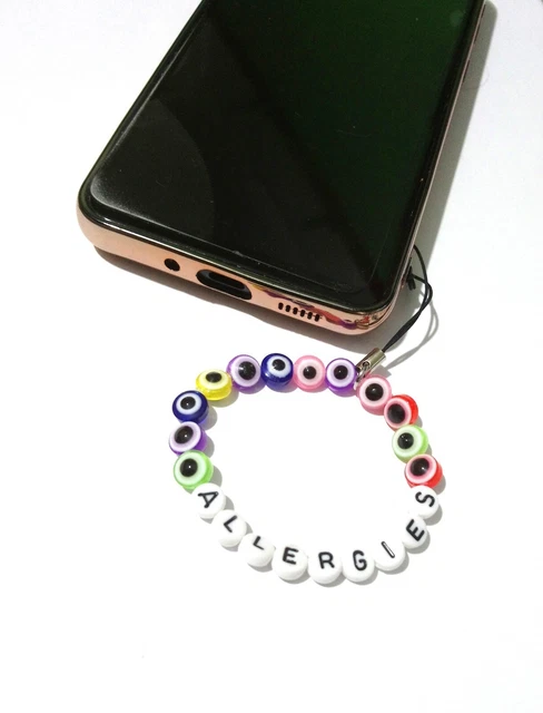 Medizinischer Alarm Warnung Notfall Telefon Charm Böser Blick Rondelle Perlen Elastisch